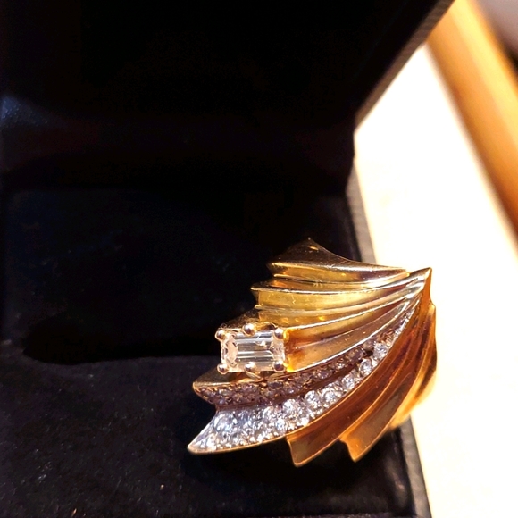 FINAL SALE Emerald cut diamond 14K gold - Picture 3 of 11